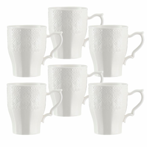 Zestaw kubków porcelanowych 300 ml 6 sztuk RENZO białe