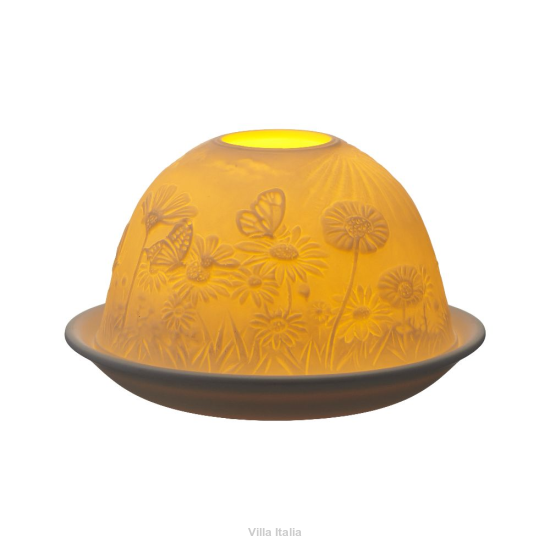 Lampion porcelanowy na tealight z wkładem LED 7,5 cm STOKROTKI