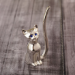 Figurka kotek posrebrzany Stojaczek na biżuterię wys 9,5 cm SILBER 1