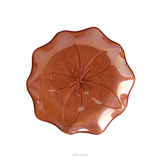 Talerz deserowy szklany 21 cm pomarańczowy  FIORE 