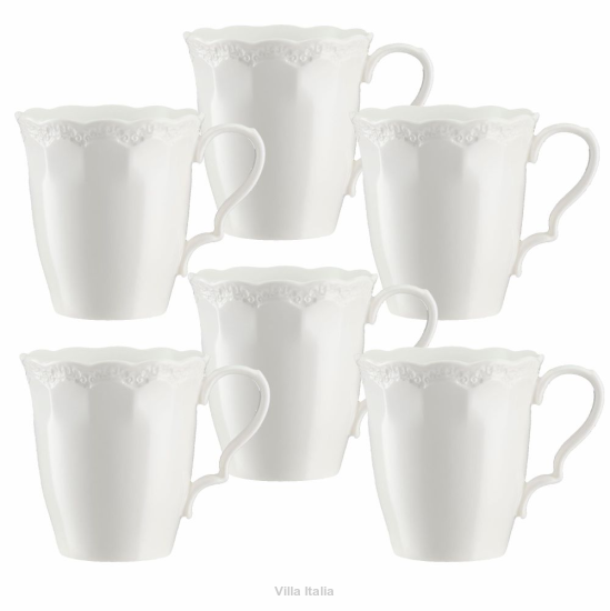 Zestaw kubków porcelanowych 280 ml 6 sztuk RIVET biały