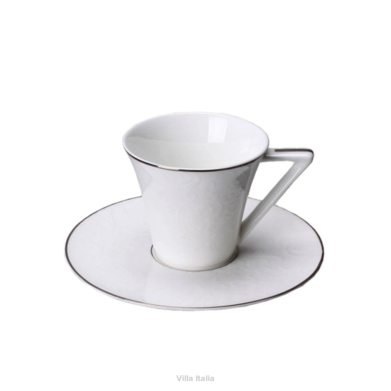 Filiżanka do kawy espresso porcelanowa platynowa linia 100 ml ze spodkiem MUREN platin
