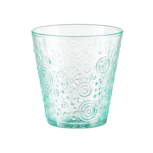 jasnozielona szklanka z wytłaczanym wzorem 