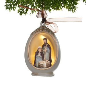 Szopka bożonarodzeniowa LED Zawieszka 10 cm HOLY FAMILY