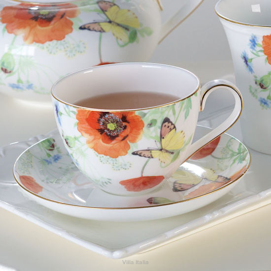 Filiżanka do herbaty porcelanowa ze spodkiem 250 ml FLOWERS