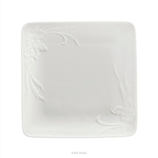 talerzyk deserowy kwadratowy z porcelany z reliefem