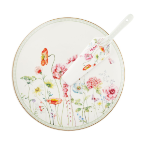 Talerz do ciasta porcelanowy Patera z łopatką 31 cm GARDENO