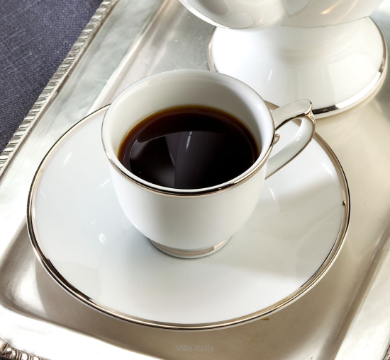 Filiżanka do herbaty lub kawy porcelanowa 220 ml ze spodkiem OPERA PLATIN 