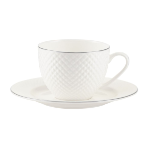 Filiżanka do kawy lub herbaty porcelanowa 250 ml z platynową obwódką