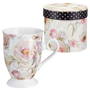 Kubek porcelanowy 300 ml w pudełku ozdobnym PEONY