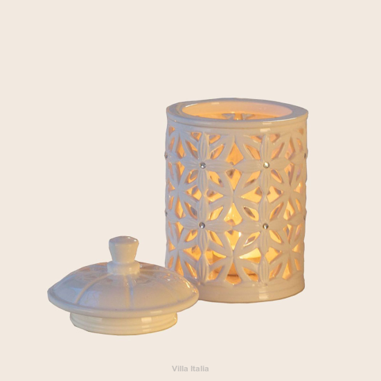 Lampion porcelanowy Pojemnik ażurowy 17 cm z cyrkoniami BUCATO