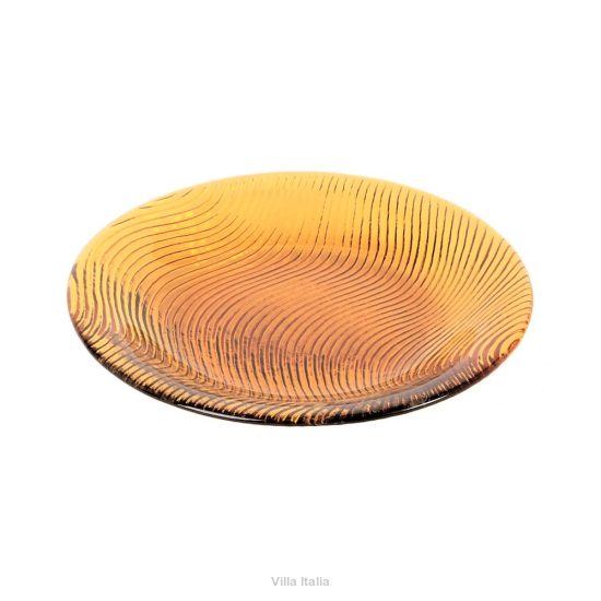 Talerz deserowy szkło bursztynowy 21 cm OCEAN