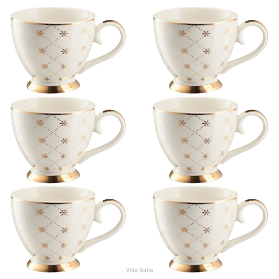 Zestaw kubków porcelanowych jumbo 450 ml 6 sztuk FABIOLA