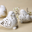 Figurka porcelanowa ażurowa biała PTAK 16 cm 3