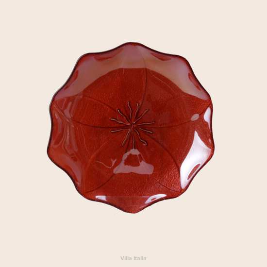 Talerz deserowy szklany 21 cm czerwony FIORE 