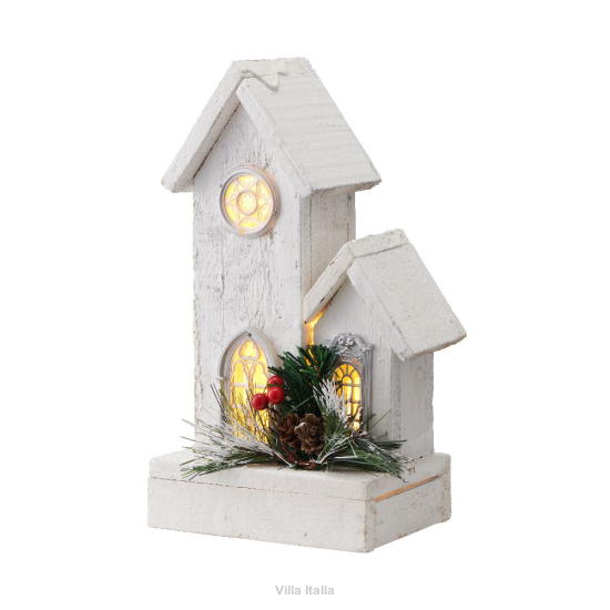 Dekoracja świąteczna LED domek biały 26 cm SAN NICOLA