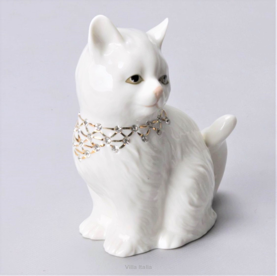 Figurka porcelanowa kotka biała 14 cm JANINA