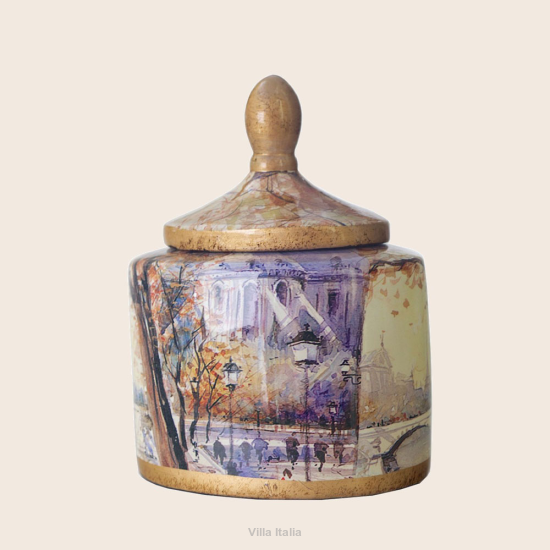Pojemnik ceramiczny dekorowany owalny wysokość 21 cm SAGO