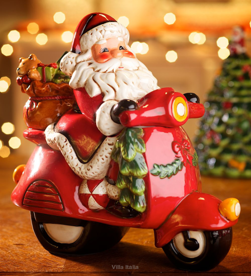 Dekoracja świąteczna Pojemnik Mikołaj na motocyklu HOPEN