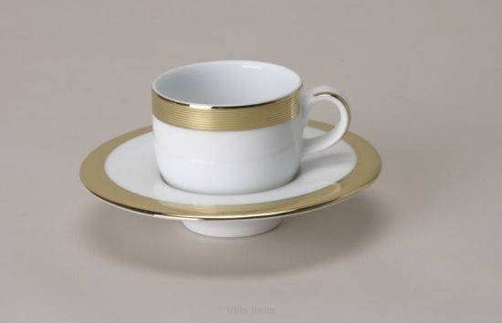 Filiżanka do kawy espresso porcelanowa 100 ml ze spodkiem SLIM GOLD 