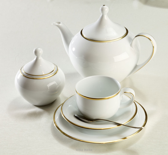 Serwis do herbaty porcelanowy  na 12 osób HATTY GOLD 